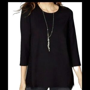 J. Jill Women’s 3/4 Sleeve Ponte Knit Lace Back Tunic Top - Size XL - Black -NWT